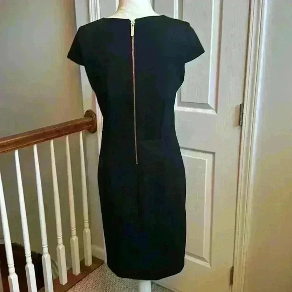 ⭐️Michael Kors NWT Gold Studded Scoop Neck Black Cap Sleeve Dress Size Medium⭐️ - Picture 5 of 11